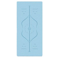 MICHAEL FITNESS 麥克健身 雙色體位線環保TPE瑜珈墊 183 x 68cm 加厚8mm 靜音, 天藍色, 1組