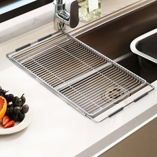 comet 304不鏽鋼水槽板 滑動式碗盤瀝水架, 銀色