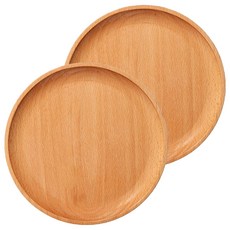 小麥購物 日系原木托盤 圓款, 原木色, 2個
