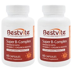Bestvite 超級維他命B群膠囊 增強體力 精神旺盛 含維生素C/膽鹼/肌醇, 60顆, 2罐