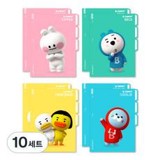 B Family 3層文件夾 4種套組 24-1177, 粉紅色 + 薄荷綠 + 黃色 + 藍色, 10套