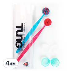 텅브러쉬 혀클리너 터키옥색 핑크 2p + 휴대용 지퍼백 + 보관캡 랜덤 발송, 4세트