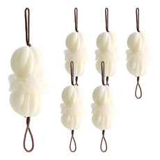 彈力花朵長條沐浴搓澡巾, 6個, 1入, 白色