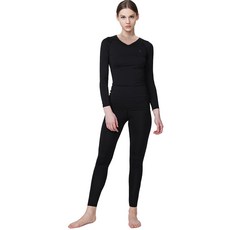 GearX 女款V領刷絨內衣+內搭長褲套裝