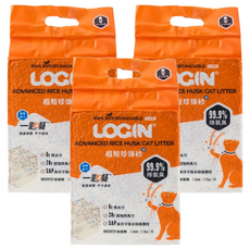 LOGIN 洛格 稻殼珍珠砂 6L,3包,2.5kg,無香,天然環保,除臭凝結佳