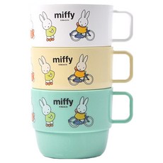 키친유 아동용 미피 손잡이컵 3종 세트, 혼합색상, 1세트, 200ml