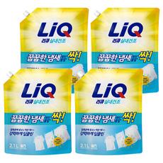 리큐 진한겔 꿉꿉한 냄새 원인물질 싹 일반드럼겸용 프레쉬 런드리향 액상세제 리필, 2.1L, 4개