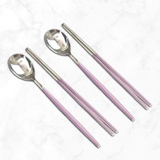 윌리브 국산 304스텐 마노아 세라믹 수저세트, 바이올렛, 숟가락 2p + 젓가락 2p