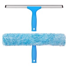 미스터시가 다용도 유리닦이 극세사 손잡이 걸레 + 물기제거 스퀴지 35cm 세트, 블루, 1세트
