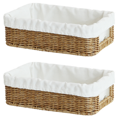 雛菊花園天然藤籃 S + 棉內襯, 混色, 2組