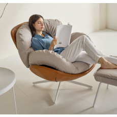 까르엠가구 360 회전 1인용 소파 SF-001 + 스툴 세트, 그레이