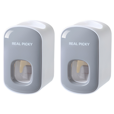REAL PICKY 自動牙膏擠壓器, 金屬灰, 2個