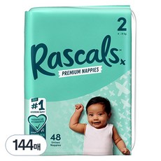 Rascals 優質棉柔舒適黏貼型尿布, 第2階段, 144片