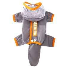 Pet Life 亮眼撞色 四腳全包式反光條速乾寵物雨衣 橘色 大型犬, 1件