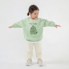 童款可愛怪獸圖案寬鬆刷毛長袖上衣+縮口長褲套裝