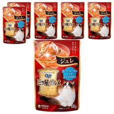 유니참긴노스푼 고양이 미쓰보시 구루메 쥬레 간식, 혼합맛(가다랑어/참치/멸치/게맛살), 35g, 6개
