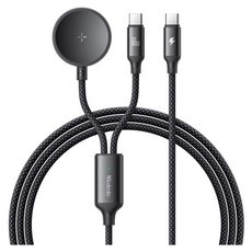 Mcdodo 麥多多 2in1 Galaxy Watch 分離式高速充電 C-C 型 PD 充電線, 1個, 黑色, 1.2m