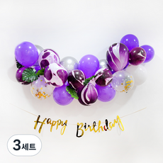 파티공구 구름 생일 가랜드 풍선 세트, 퍼플톤, 3세트