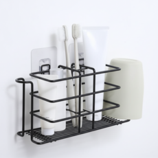 Laladay 多用途免打孔牙刷牙膏架, 1個, 黑色