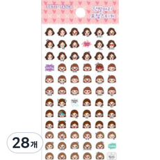 Petit 日記貼紙 短髮表情 DA5475, 28個, 混合顏色