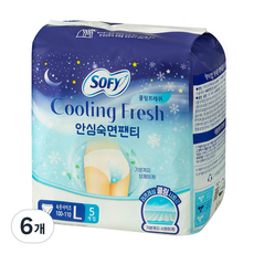 SOFY 蘇菲 Cooling Fresh安心熟睡褲型衛生棉, 5片, 6包, L(95~105cm)