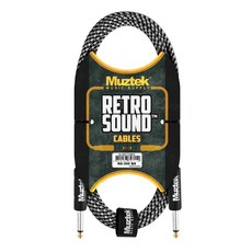 Muztek 復古風格直頭吉他導線, 3m, 黑色 + 銀色(RS-300 BS), 1個