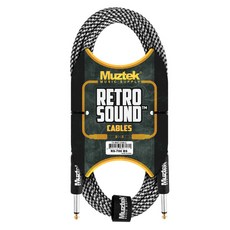 Muztek 復古風格直頭吉他導線, 7m, 黑色 + 銀色(RS-700 BS), 1個