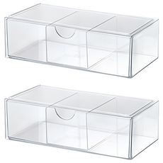 浴室櫃收納盒 抽屜型, 2個, 透明