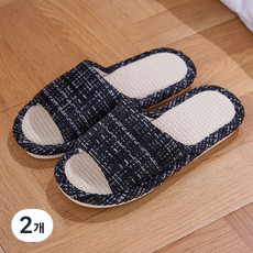 데이소이 심플 체크모양 편안한 거실화, NO 04 블랙, 2개