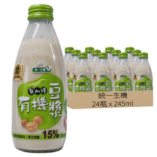 統一生機 有機無加糖豆漿, 245ml, 24瓶