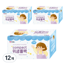 킹스봉 compact 위생롤백 중 25 x 35 cm, 중(M), 200개입, 12개