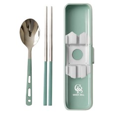 Green Bell 綠貝 316食光漫旅餐具組, 1套, 綠色, 湯匙 + 筷子