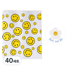 indi.k Happy Smile 禮物袋 + 貼紙組, 40套, 混合顏色