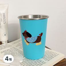 몬드스팟 귀여운 닥스훈트 강아지 욕실 양치컵 YY57935, 블루, 4개
