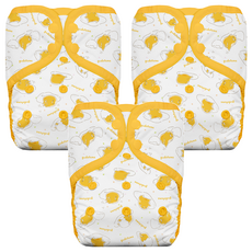 THiRSTiES 壓扣成長型口袋式布尿布 SANRIO聯名款, Gude ama蛋黃哥 黃色 + 白色, 3件