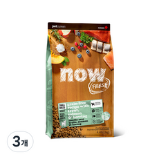 now 어덜트 피쉬 그레인 프리 스몰브리드 디에프 반려견 사료, 송어+연어+청어, 2kg, 3개
