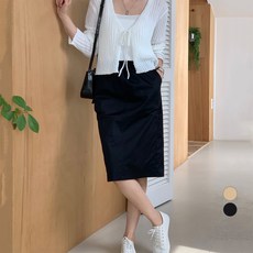 afinar 女款H字基本款鬆緊帶裙