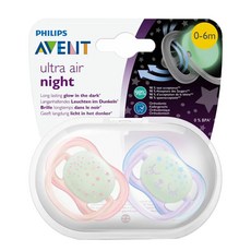 PHILIPS 飛利浦 AVENT 新安怡 超透氣矽膠安撫奶嘴 2入, 0~6個月, 顏色隨機, 1組