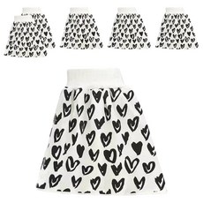 日本竹纖維隔尿裙 棉布材質, L, 愛心裙 黑色 + 白色, 6件