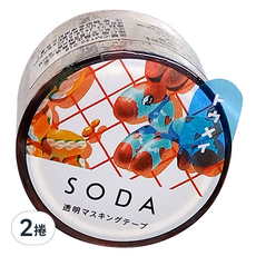 KING JIM HITOTOKI SODA 透明PET卷狀膠帶 HOHOEM 設計款 30mm x 4M, 造型氣球, 2捲