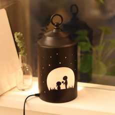 蠟燭取暖器小男孩女孩見面+鹵素燈泡+調節器, 黑色