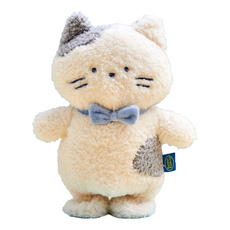 Butter Shop 會跳舞和模仿說話的迷你牛奶貓可動玩偶, 21cm, 1個, 白色