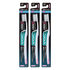 LION 獅王 Systema 細潔 普通4排柔軟牙刷, 1入, 3支