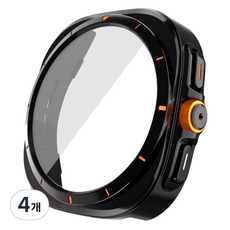 젤센 울트라변신 풀커버 일체형 9H 강화유리 스마트워치 케이스 44mm, 블랙, 4개
