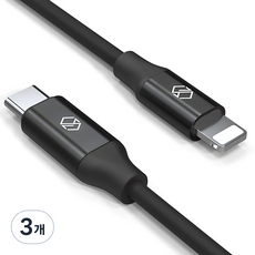 신지모루 C to 라이트닝 PD 고속충전 케이블, 1m, 블랙, 3개