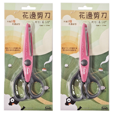 Tomato 花邊剪刀，共有6種花邊造型，尺寸6 1/2", 大波浪, 2支