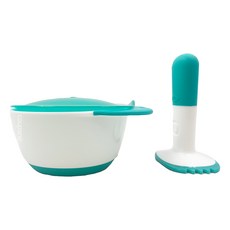 OXO tot 好滋味 靚藍綠 輕鬆研磨食材 為寶寶準備新鮮營養的副食品, 研磨棒 + 研磨碗, 1組