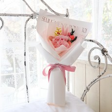 ASPASIA 鮮花 露比亞 永生花 胸花花束 + 留言插牌 + 禮金袋 + 提袋, 粉紅色, 1套