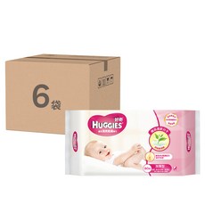 HUGGIES 好奇 天然綠茶清爽親膚嬰兒濕巾 加厚型 80張, 3包, 6袋