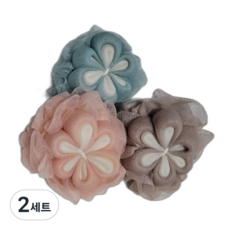 블루밍 해바라기 샤워볼 3종 세트, 브라운, 핑크, 블루, 2세트